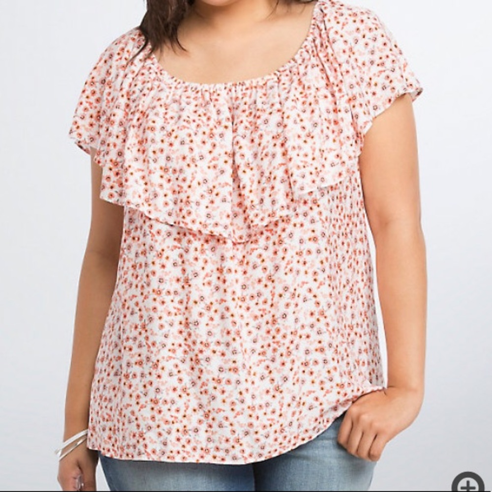 Torrid floral ruffle top 5X Plus size off shoulder